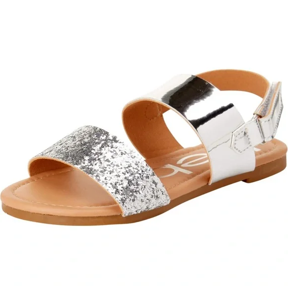 bebe Girls' Sandals - Comfort Sole Open Toe, Silver Glitter - Picture 2 of 2